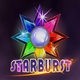 Slots logo of Starburst from NetEnt at Revolution Casino
